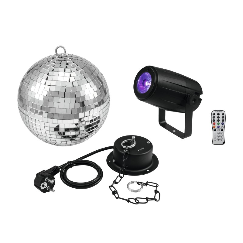 EUROLITE Mirror Ball 20cm with motor + LED PST-5 QCL Spot bk - 1