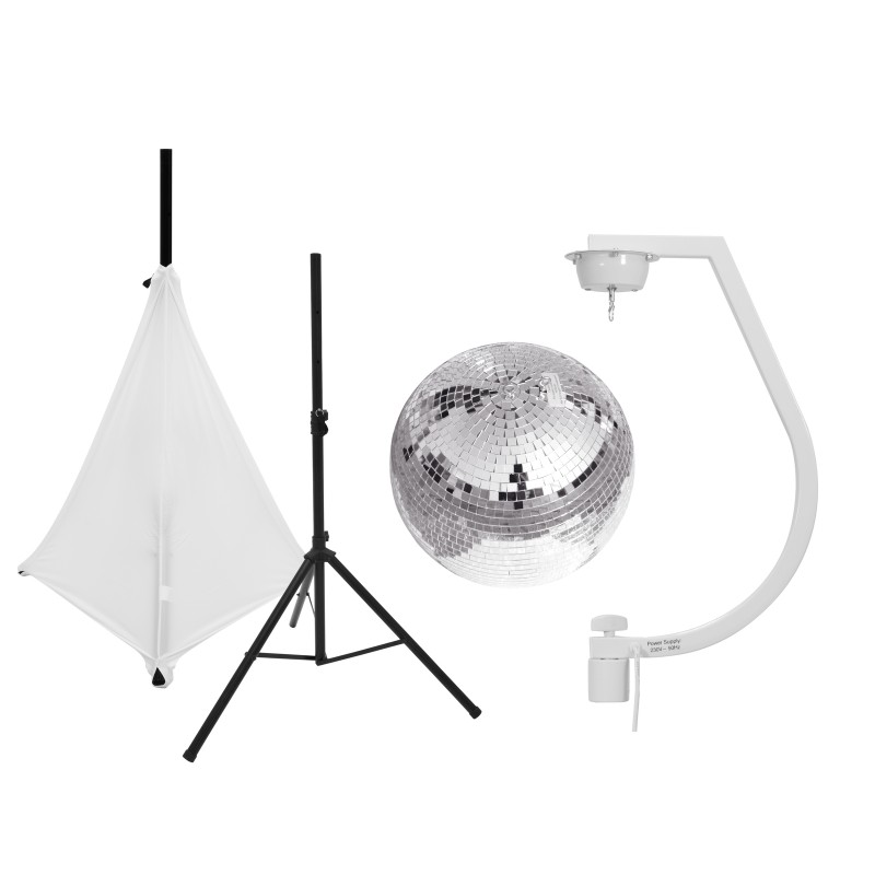 EUROLITE Set Mirror ball 30cm with stand and tripod cover white - 1