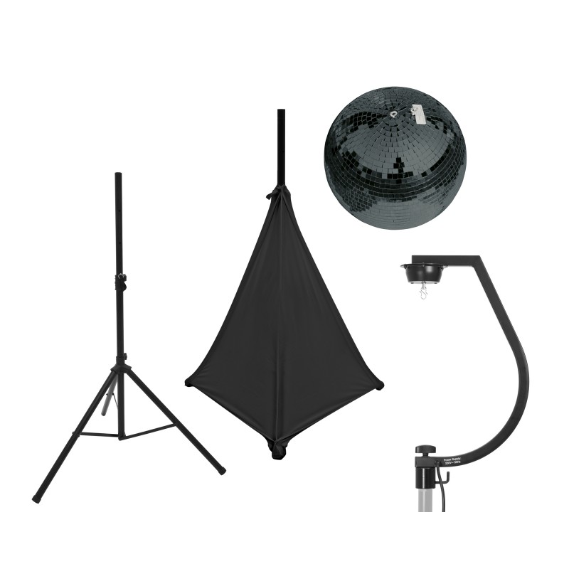 EUROLITE Set Mirror ball 30cm black with stand and tripod cover black - 1