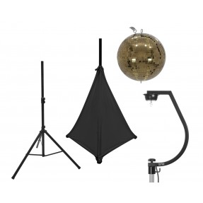 EUROLITE Set Mirror ball 30cm gold with stand and tripod cover black - 1