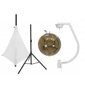 EUROLITE Set Mirror ball 30cm gold with stand and tripod cover white - 1
