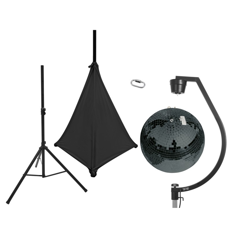 EUROLITE Set Mirror ball 50cm black with stand and tripod cover black - 1