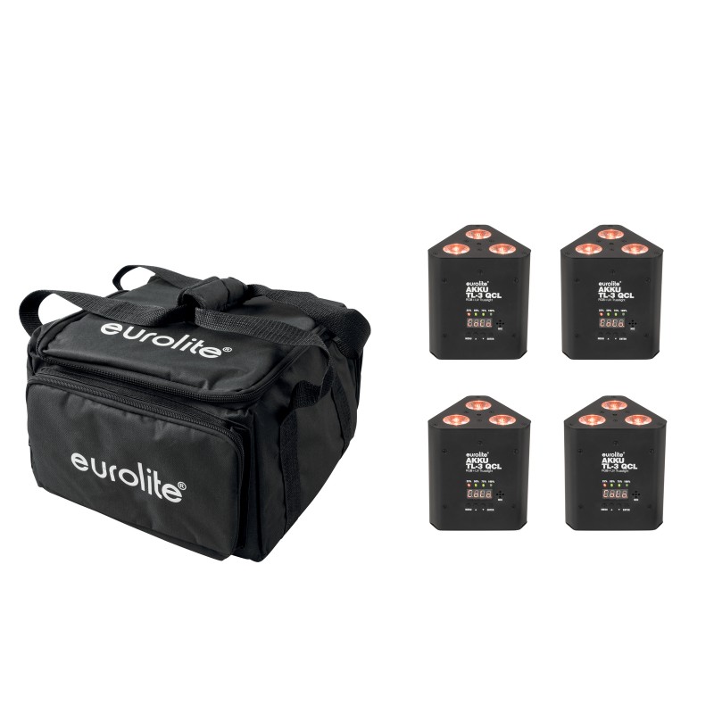 EUROLITE Set 4x AKKU TL-3 QCL RGB+UV Trusslight + SB-4 Soft Bag - 1