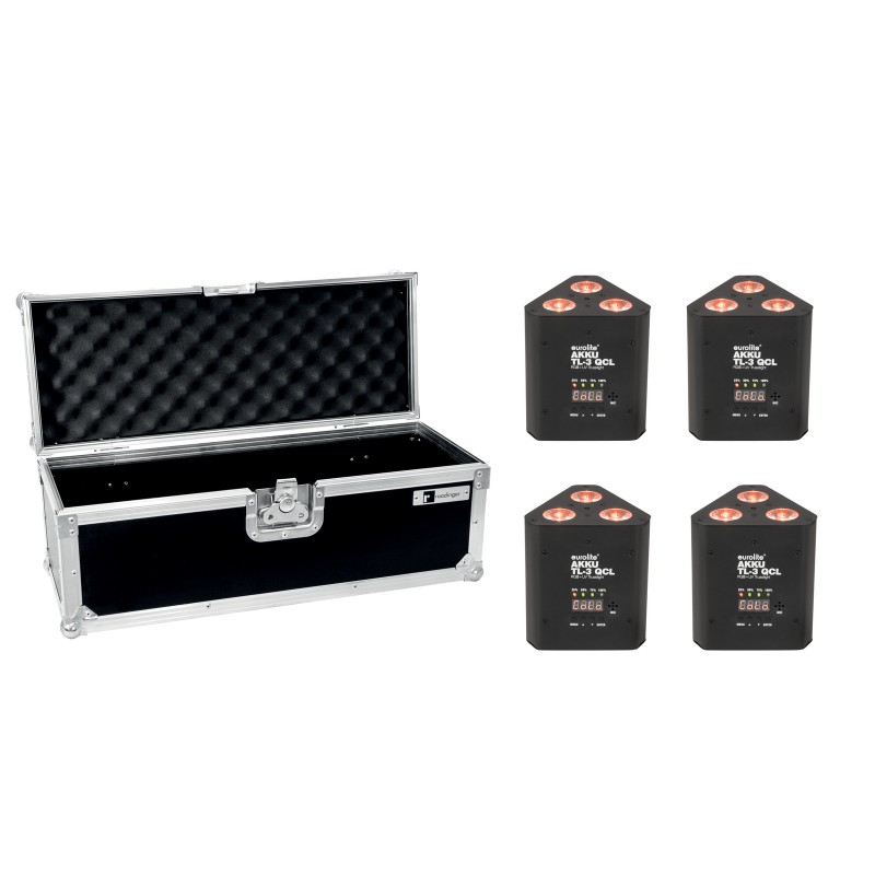 EUROLITE Set 4x AKKU TL-3 QCL RGB+UV Trusslight + Case - 1