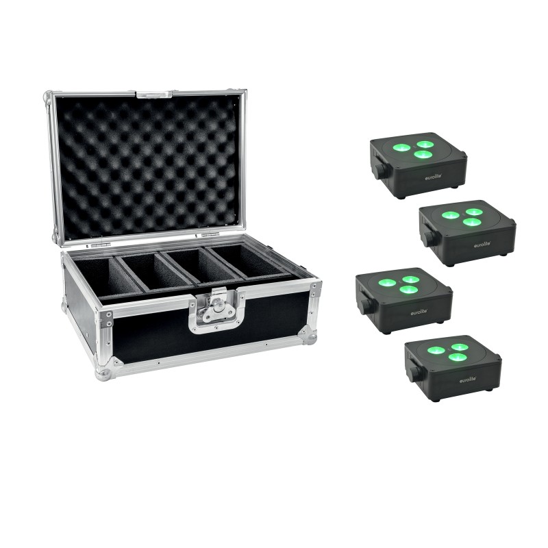 EUROLITE Set 4x AKKU IP Flat Light 3 bk + Case - 1