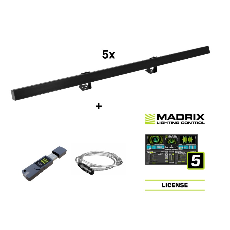 EUROLITE Set 5x LED PR-100/32 Pixel DMX Rail bk + Madrix Software - 1