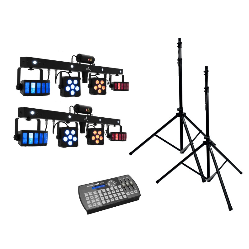 EUROLITE Set 2x LED KLS Laser Bar PRO + Easy Show + 2x M-4 Speaker-System Stand - 1
