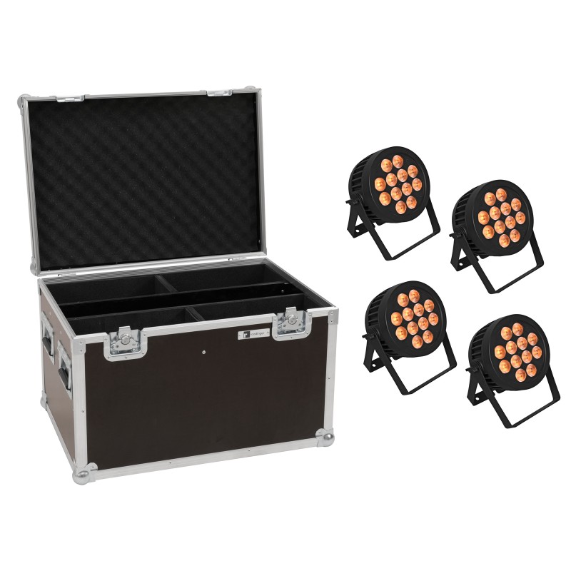 EUROLITE Set 4x LED IP PAR 12x8W QCL Spot + Case - 1