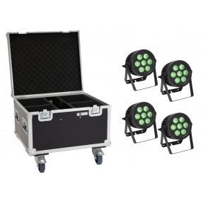 EUROLITE Set 4x LED IP PAR 7x9W SCL Spot + Case with wheels - 1