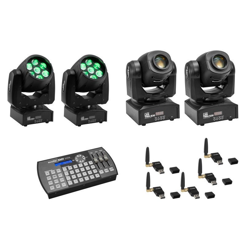 EUROLITE Set 2x LED TMH-W63 + 2x LED TMH-S30 + USB QuickDMX + Easy Show - 1