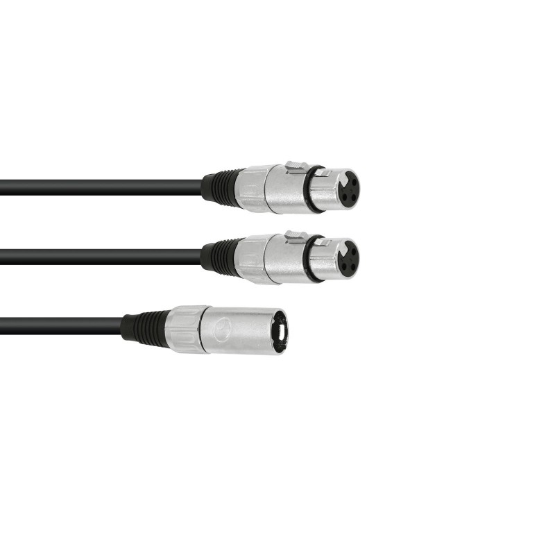 OMNITRONIC Adaptercable XLR(M)/2xXLR(F) 0,5m bk - 1
