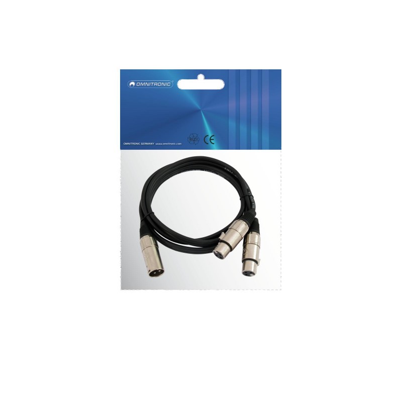 OMNITRONIC Adaptercable XLR(M)/2xXLR(F) 0,5m bk - 3