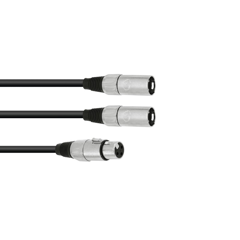 OMNITRONIC Adaptercable XLR(F)/2xXLR(M) 1m bk - 1