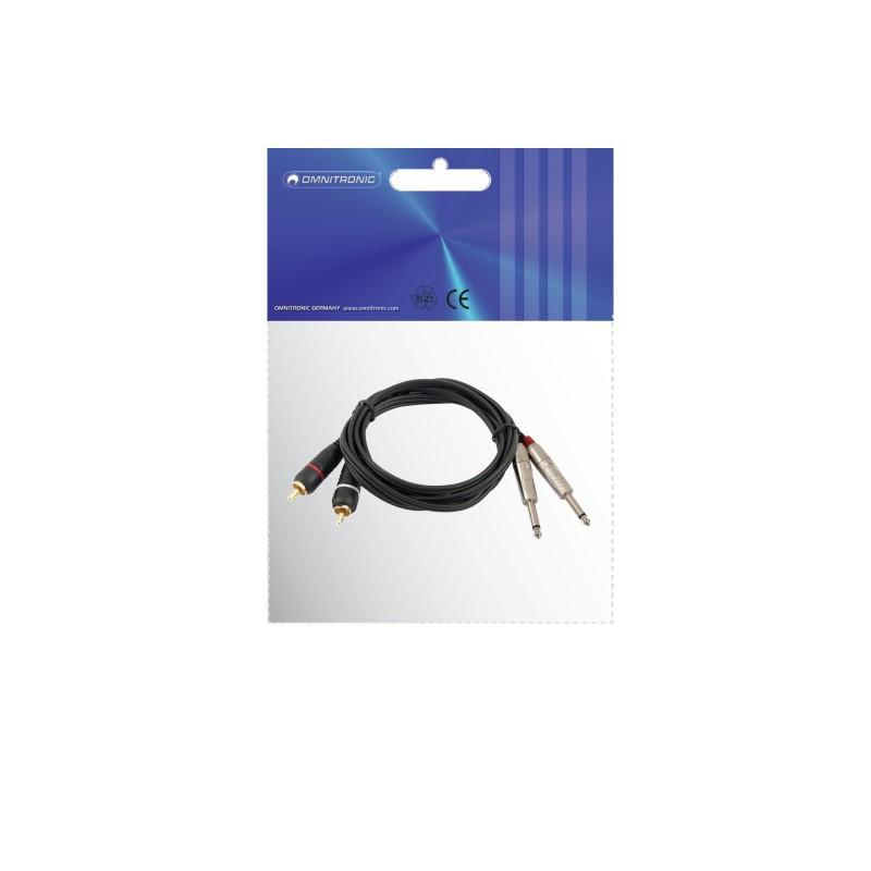OMNITRONIC Adaptercable 2xJack/2xRCA 1m bk - 3