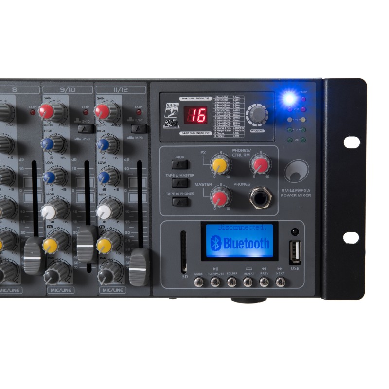 OMNITRONIC RM-1422FXA USB Rack Power Mixer - 5