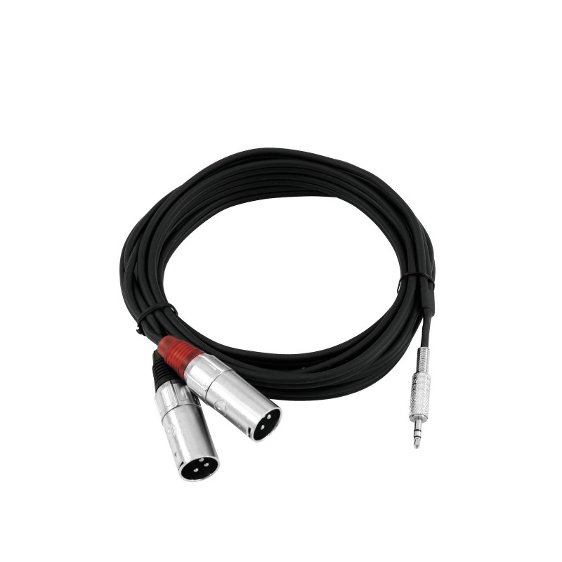 OMNITRONIC Adaptercable 3.5 Jack/2xXLR(M) 3m bk - 2