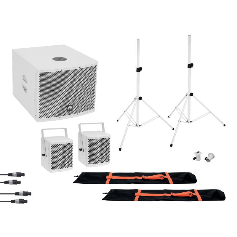 OMNITRONIC Set MOLLY 2.1 Active System Sub + 2x Top + Accessories, white - 1