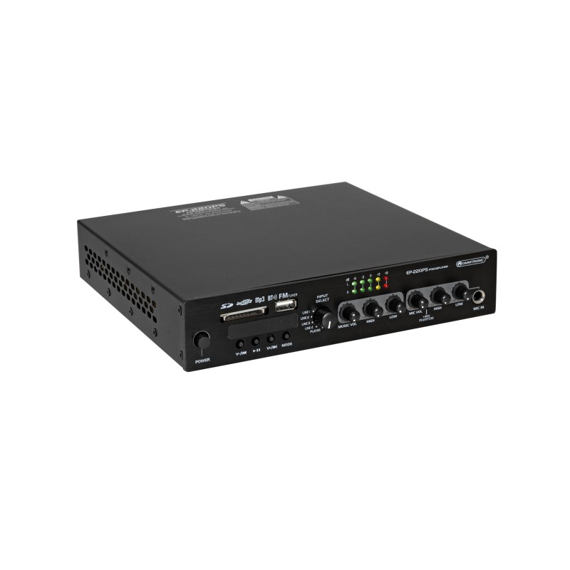 OMNITRONIC EP-220PS Preamplifier with MP3 Player, Bluetooth and FM Radio 9.5" - 1