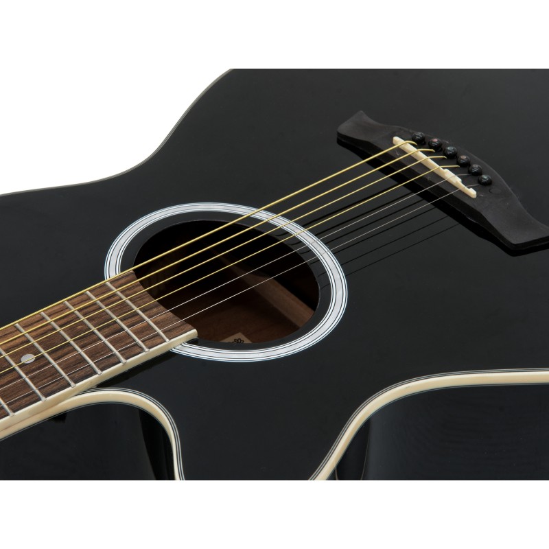 DIMAVERY AW-400 Western guitar LH, black - 3