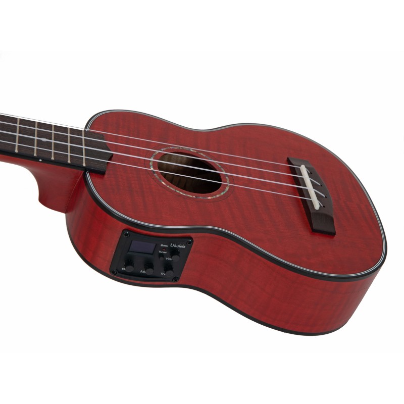 DIMAVERY UK-100 Soprano ukulele, flamed red - 3