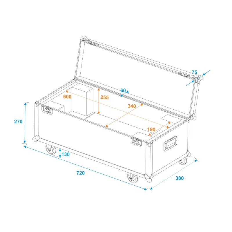 ROADINGER Flightcase 1x LED SL-350/SL-160 with wheels - 5