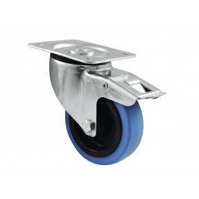 ROADINGER Swivel Castor 100mm BLUE WHEEL with brake - 1