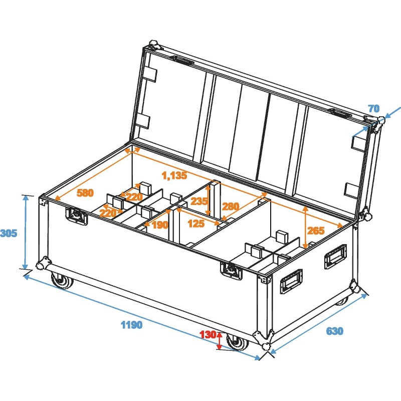ROADINGER Flightcase 8x ML-56/ML-64 - 2
