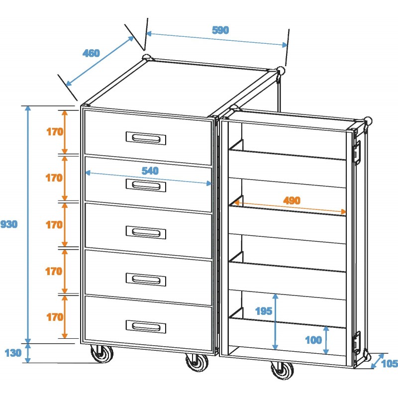 ROADINGER Universal Drawer Case TSF-1 with wheels - 2