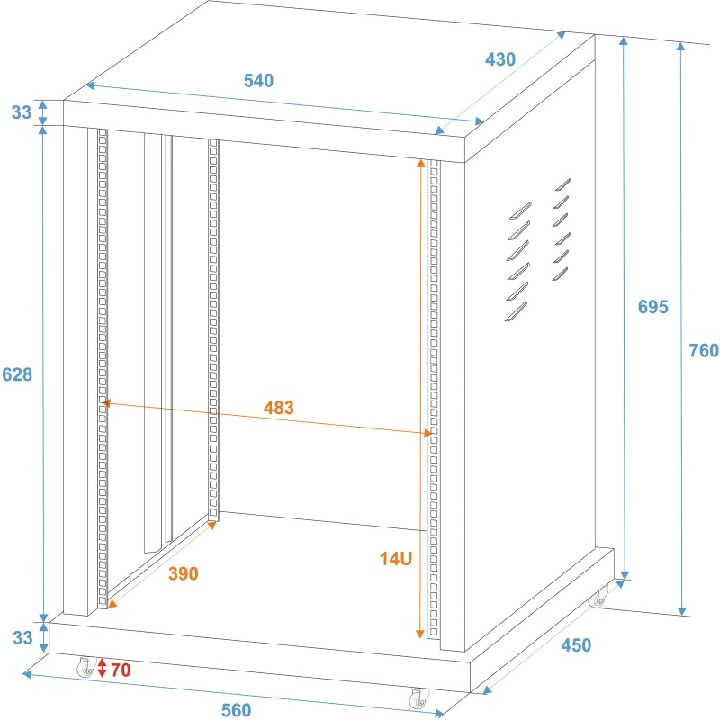 ROADINGER Steel Rack SR-19, 14U - 3