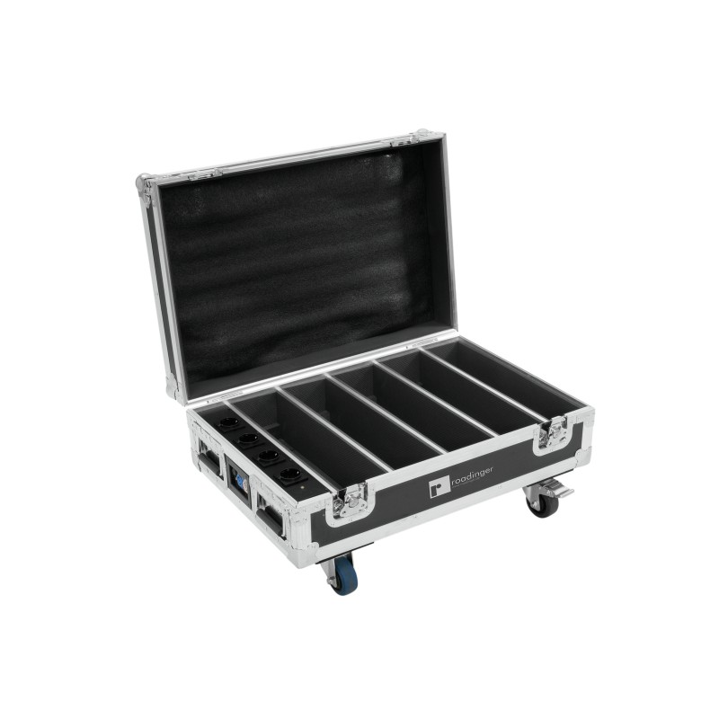 ROADINGER Flightcase 4x AKKU BAR-6 Glow QCL Flex QuickDMX with charging function - 3