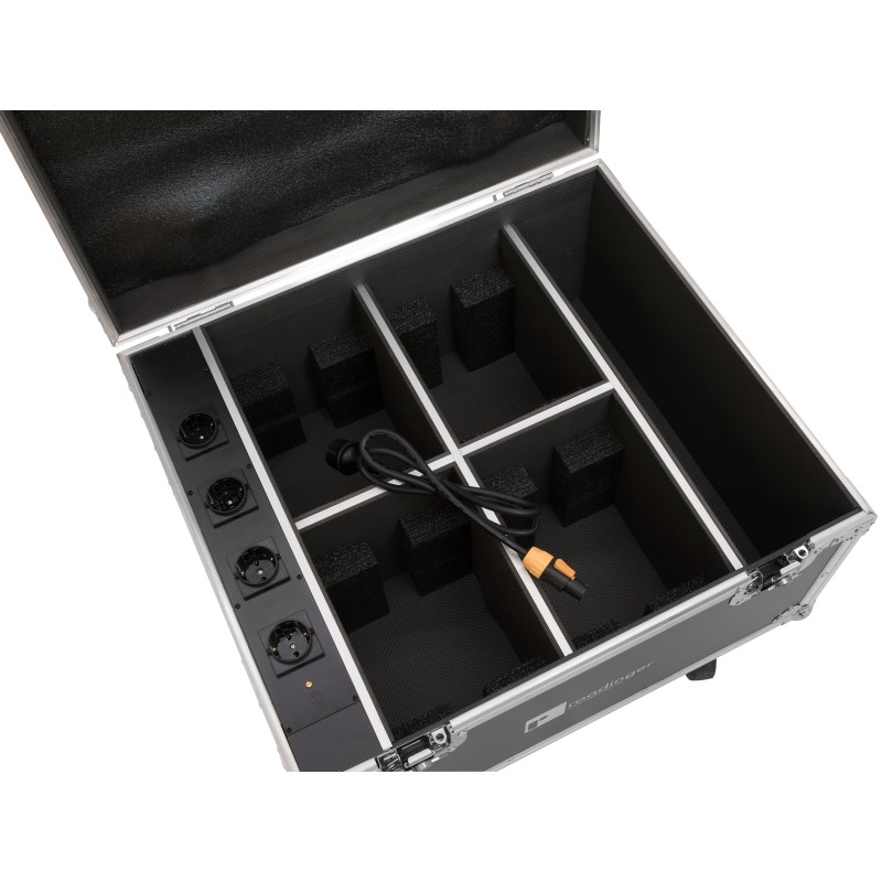 ROADINGER Flightcase 4x AKKU IP PAR 7 QCL WDMX with charging function - 4