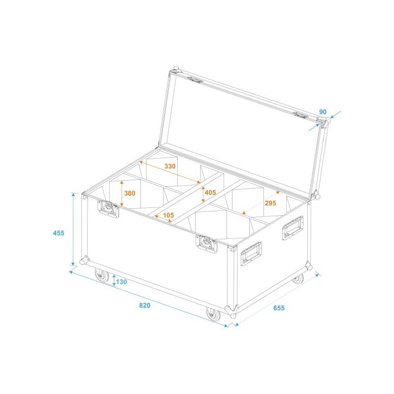 ROADINGER Flightcase 4x LED THA-100F/THA-120PC with wheels - 5