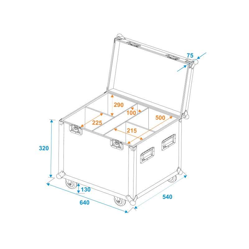 ROADINGER Flightcase 4x LED IP PAR 7x8W QCL/7x9W SCL with wheels - 5