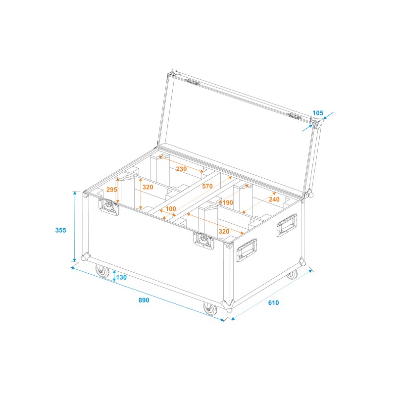 ROADINGER Flightcase 4x LED TMH-X4 with wheels - 5