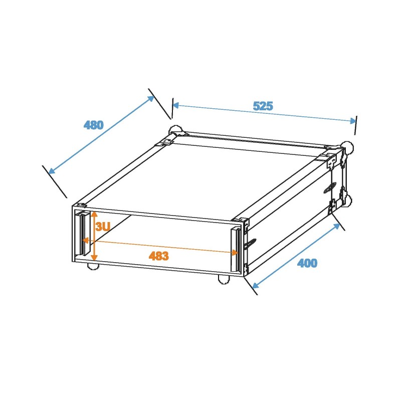 ROADINGER Effect Rack CO DD, 3U, 40cm deep, black - 5