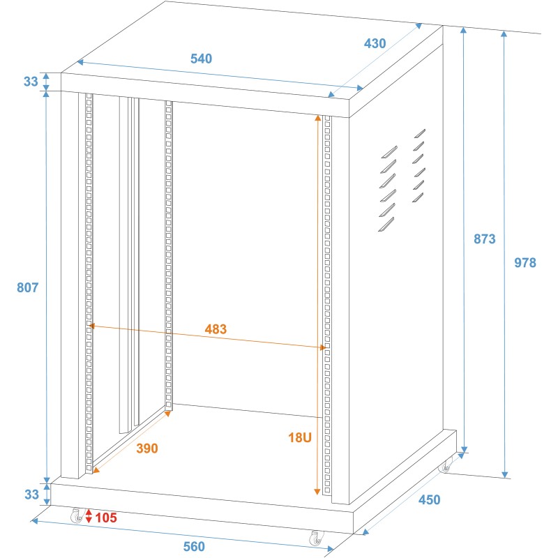 ROADINGER Steel Rack SR-19, 18U - 3