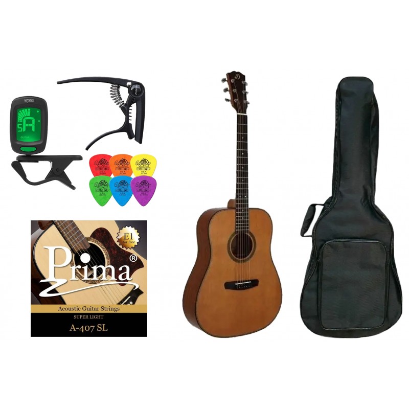 Gitara Akustyczna + Pokrowiec Tuner Kostki Zestaw 022 - 1