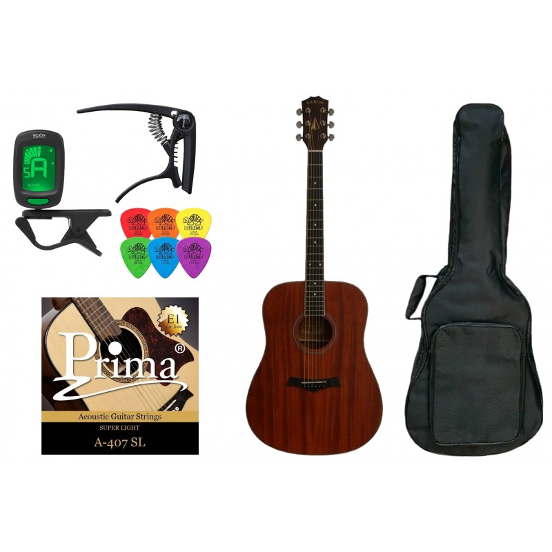 Gitara Akustyczna + Pokrowiec Tuner Kostki Zestaw 027 - 1