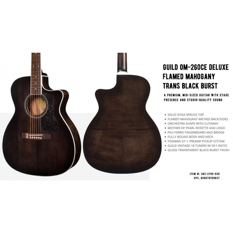 Guild OM-260CE Deluxe Flamed Mahogany - Gitara elektro-akustyczna - 5