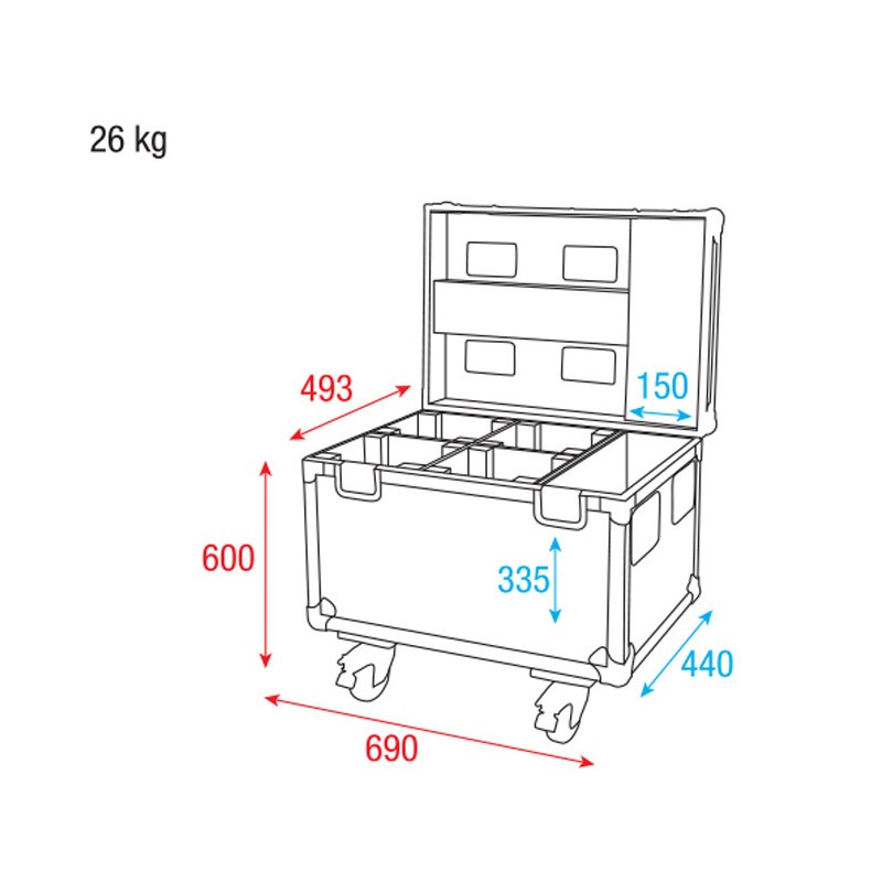 Showtec Case for 4x Shark Spot / Wash / Zoom / Combi - 4