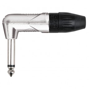 DAP Audio 6.3 mm Right-angle Jack X-type Mono Nickel housing - Black end cap - 1