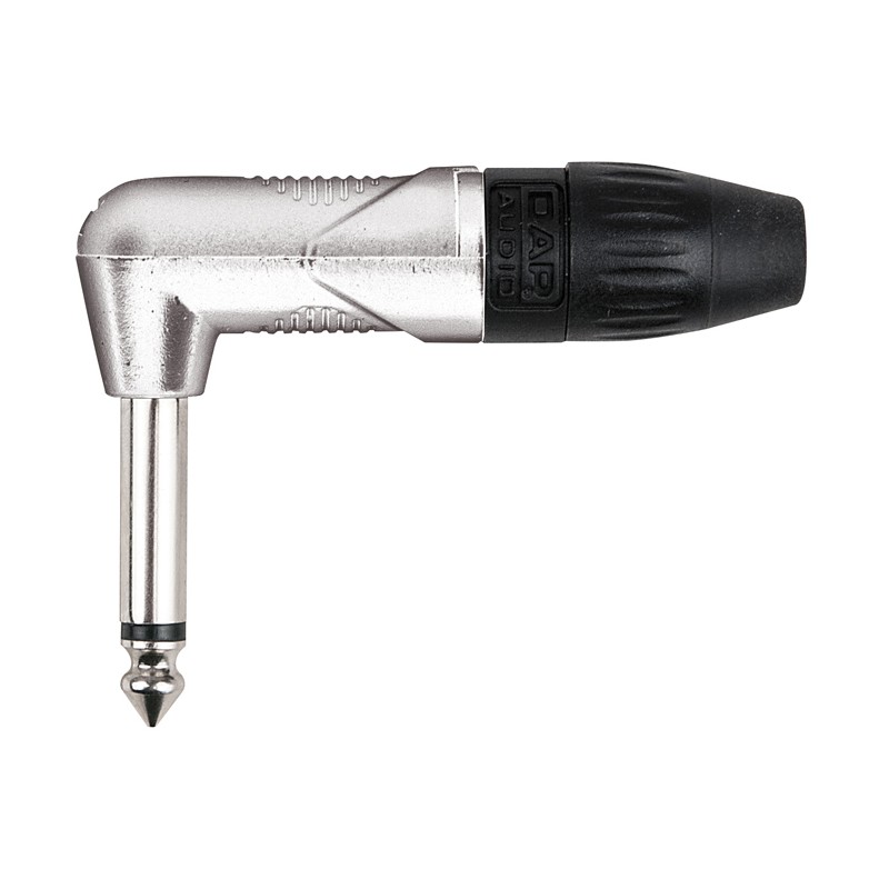 DAP Audio 6.3 mm Right-angle Jack X-type Mono Nickel housing - Black end cap - 1
