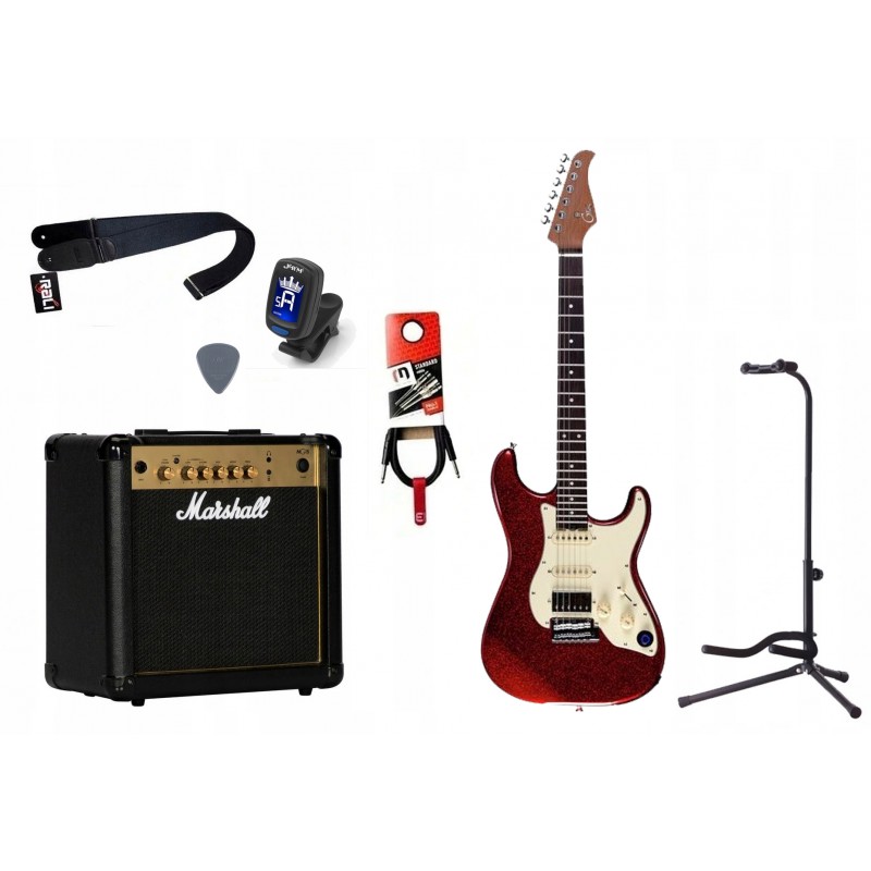 Gitara Elektryczna + Wzmacniacz 15W Kabel Zestaw 731 - 1