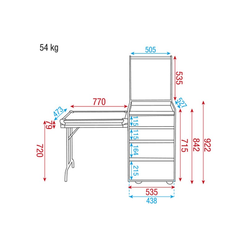 Showgear Drawer Case 12U + Work Surface - 8