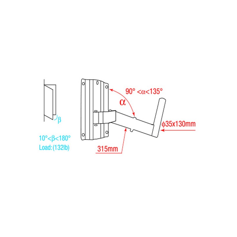 Showgear Adjustable Speaker Bracket 35 mm (D8413) - 4