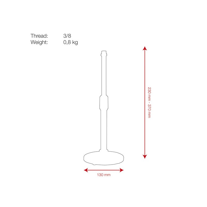 Showgear Desk Microphone Stand - 230-370 mm - 2