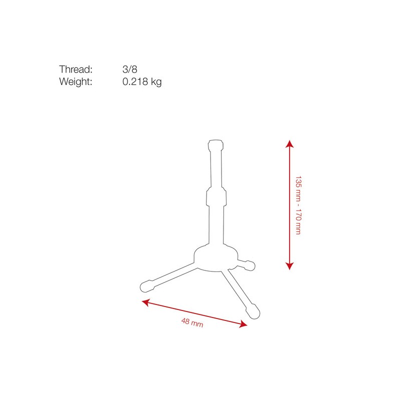 Showgear Desk Microphone Stand - Mini - 135-170 mm - 2