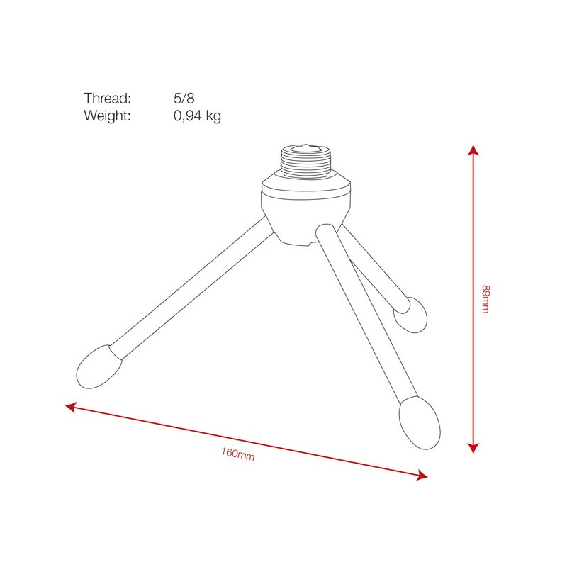 Showgear Desk Microphone Stand - Mini - 89 mm - 2