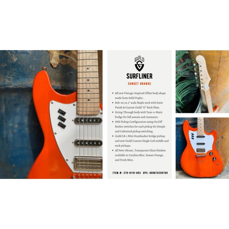 Guild Surfliner Sunset ORANGE - Gitara elektryczna - 8
