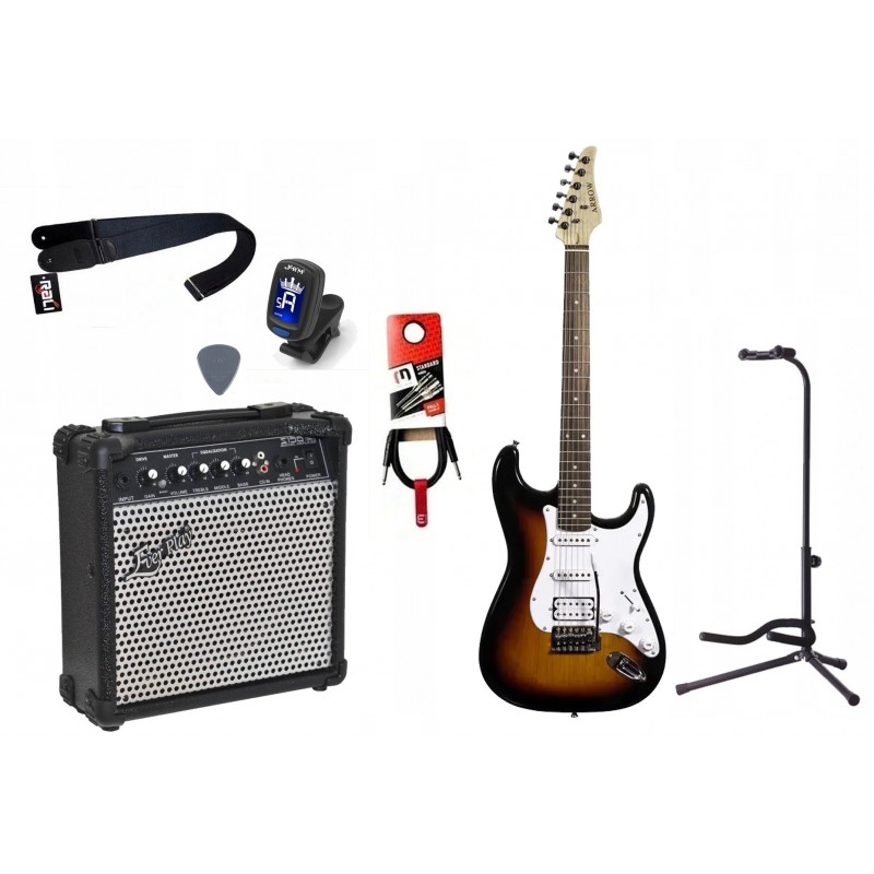Gitara Elektryczna + Wzmacniacz 15W Tuner Zestaw 750 - 1